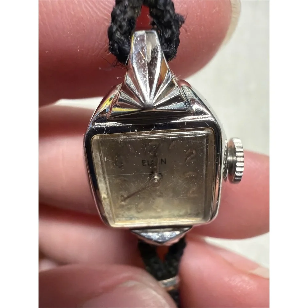 Broken Vintage Elgin Art Deco Tank Watch Lot Cocktail Ladies - For Parts